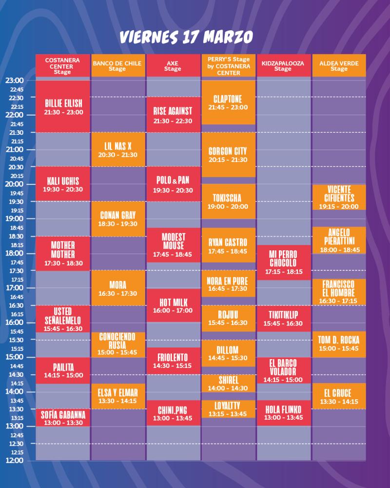 ¡Conoce los horarios de Lollapalooza Chile 2023!