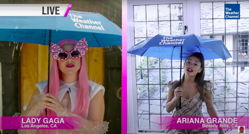 Lady Gaga y Ariana Grande son las "chicas del tiempo" en nueva promoción de "Rain on Me"
